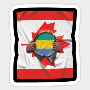 Gabon Flag Canadian Flag Ripped Open - Gift for Gabonese From Gabon Sticker